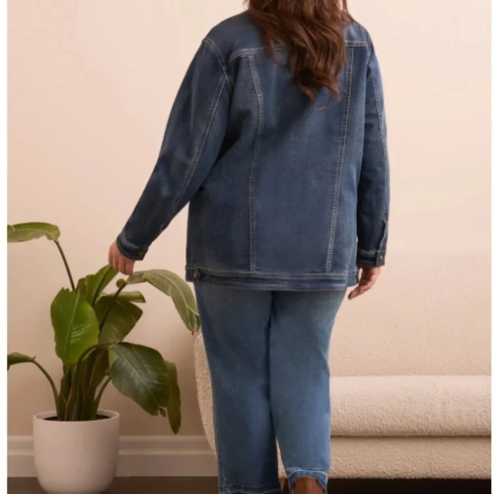 Tribal Jeans Comfort Stretch Maxi Denim Jacket Size S